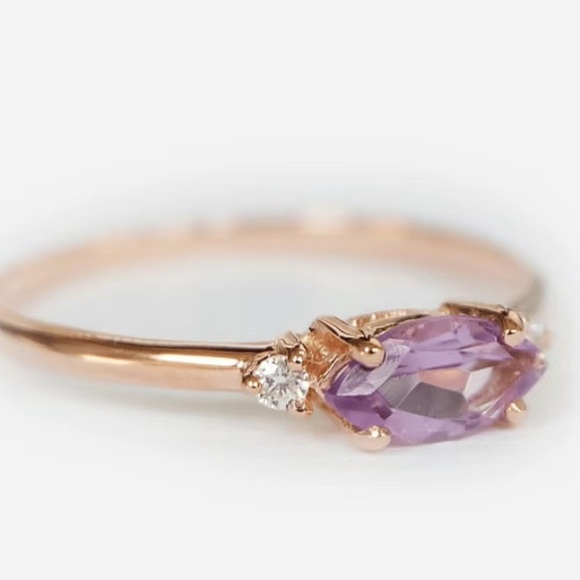 18k Gold Plated & Amethyst Ring Size 7 - Picture 2 of 8